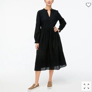 J. Crew Black Long-Sleeve Midi Dress